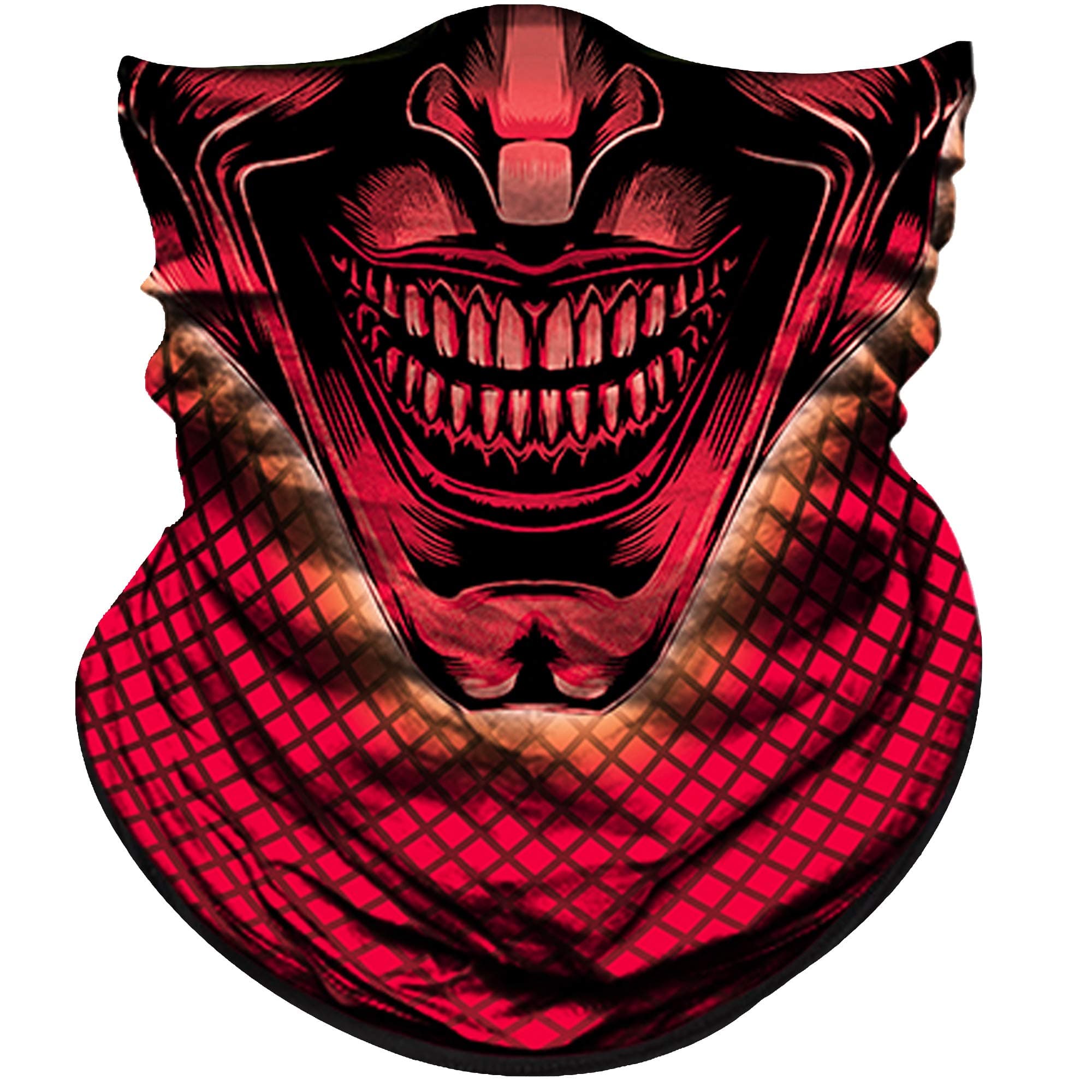 Obacle Skull Face Mask Half for Dust Wind UV Sun Protection Seamless 3D Tube Mask Bandana for Men Women Durable Thin Breathable Skeleton Mask Motorcycle Riding Biker (Red Triangle Smile Grid Skull)