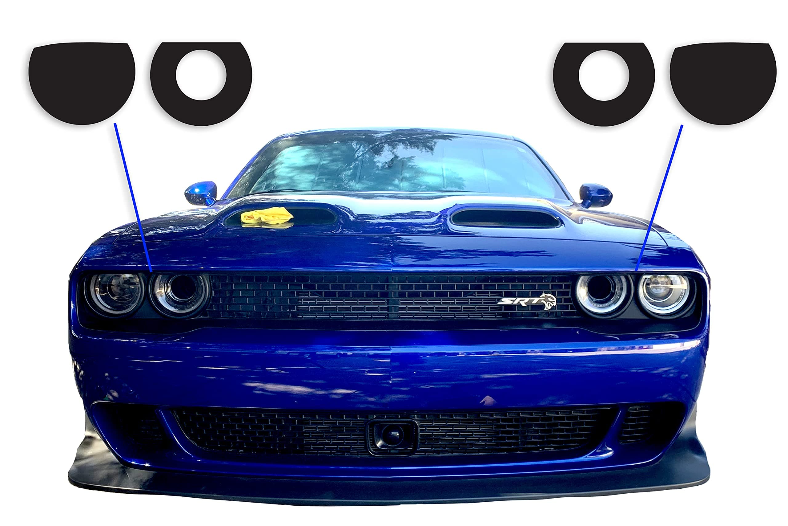 Luxe Auto Concepts Headlight Tint Kit for 2015-23 Dodge Challenger- Light Smoke Gloss | Exact Cut Vinyl Overlays | Tinted Dry Application LightWrap Film with Air Release Technology