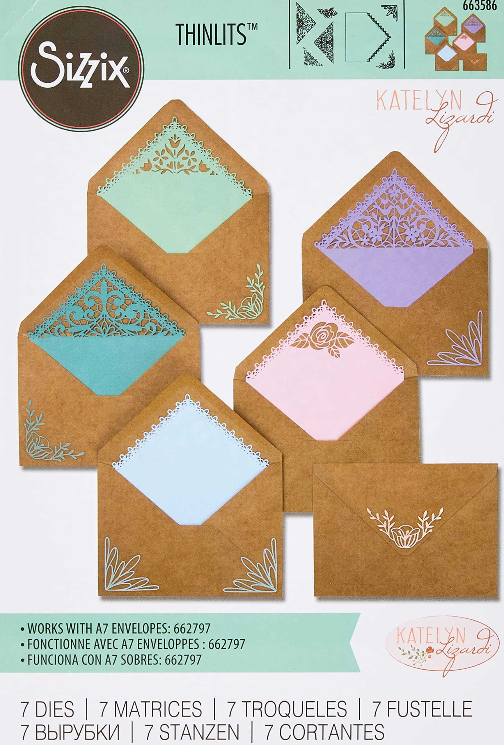 Sizzix 663586 Envelope Liners Intricate Dies One Size Multicolor
