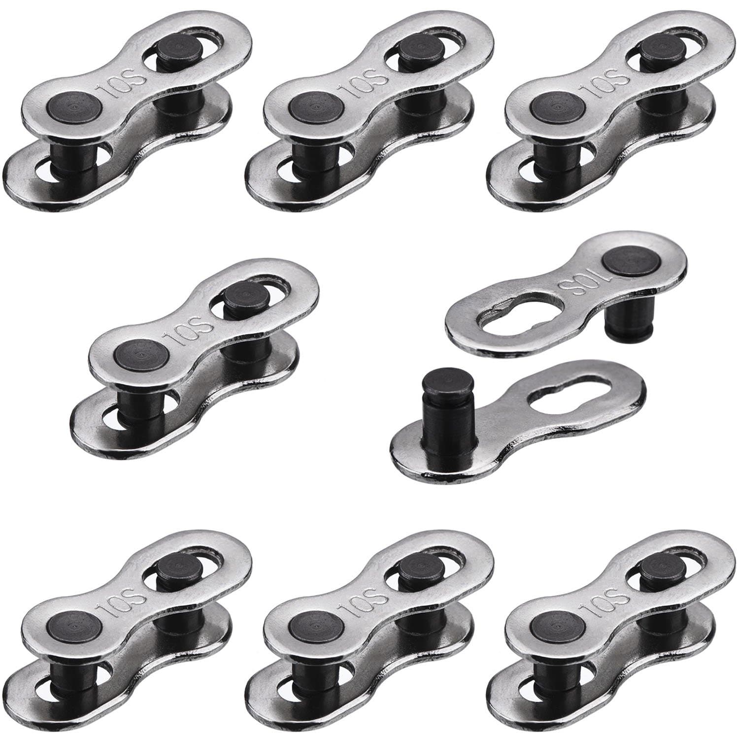 Hotop 8 Pairs Bicycle Missing Link for 6, 7, 8, 9, 10 Speed Chain, Silver, Reusable