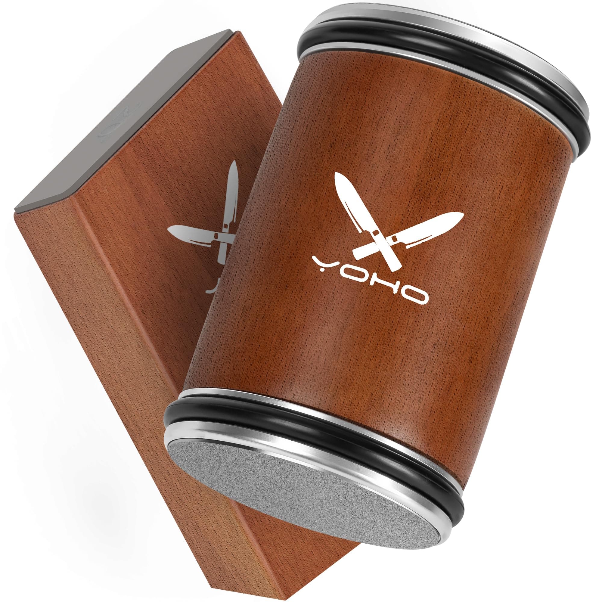 - YOHO Rolling Knife Sharpener Kit Upgraded Diamond Kitchen Knife Sharpener with 15° & 20° Magnetic Angle Base for Fast Sharpening,Knife Sharpener Tool