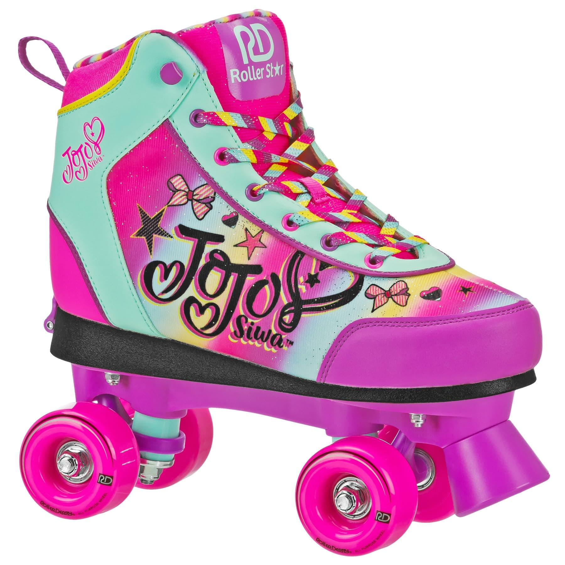 JoJo Siwa Adjustable Quad Star Roller Skate, Size Medium (3-6)