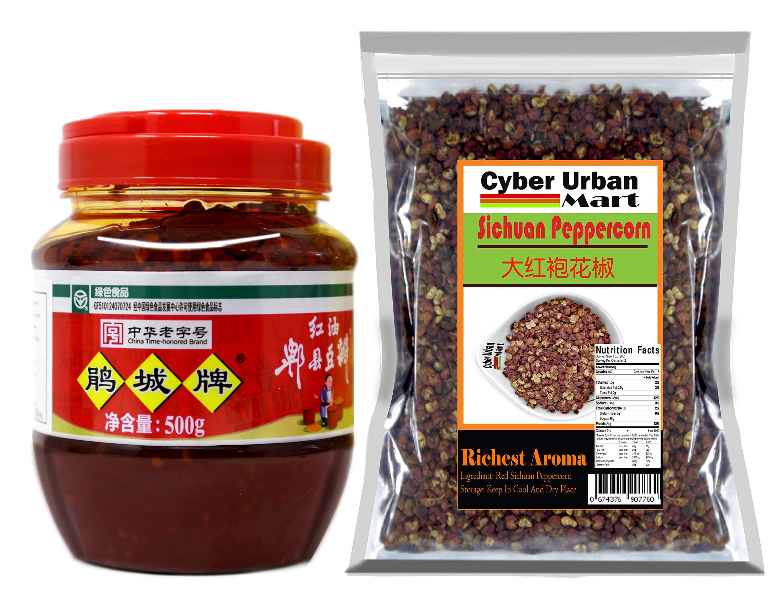 Sichuan Pixian Boad Bean Paste with Red Chili Oil Plus 3.5 Oz Szchuan Peppercorn Sichuan Red Peppercorn,