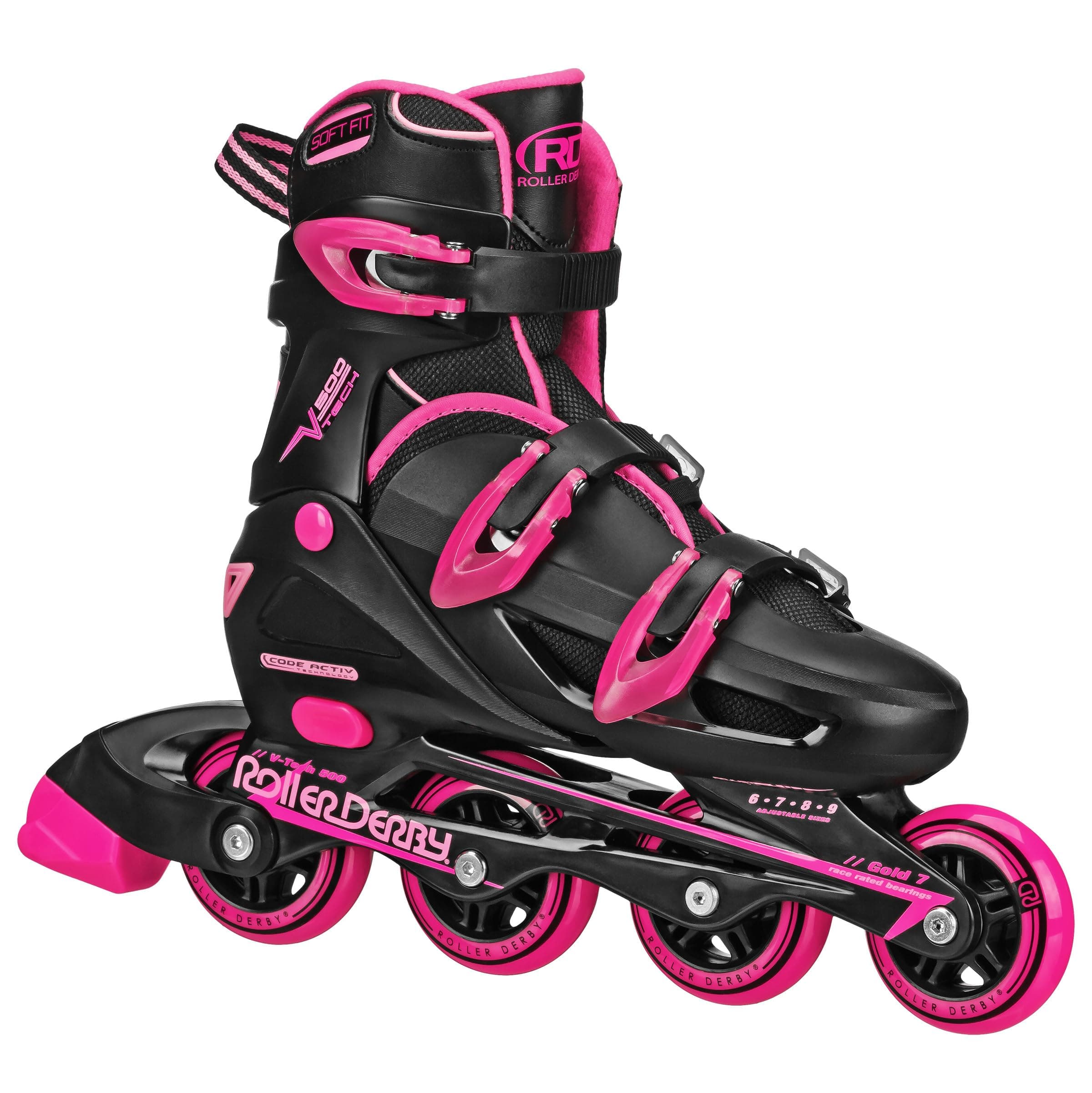 Roller Derby V-Tech 500 Adjustable Performance Inline Skates for Men, Women, ...