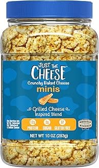 Minis – Grilled Cheese Crisps, 10 oz Jar, Delicious Low-Carb Lifestyle Protein Chips, High-Protein, Gluten-Free Crisps, Keto-Friendly, Zero Sugar, Perfect Snack for Adults
