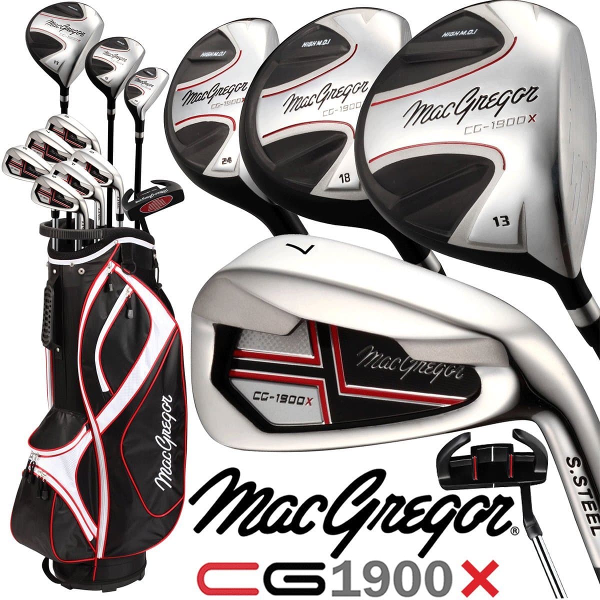 "50% OFF" MACGREGOR CG-1900X MENS HIGH LAUNCH GOLF SET & DELUXE CART TROLLEY BAG