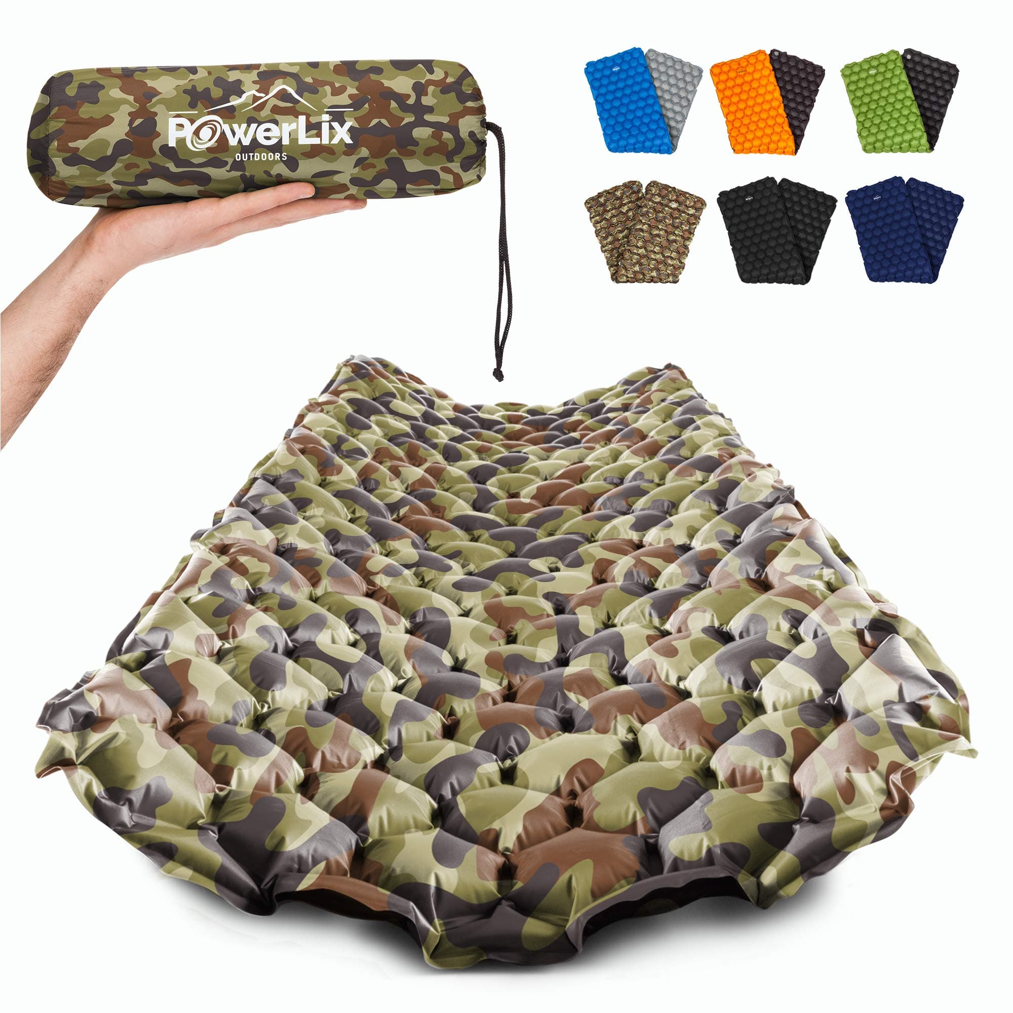POWERLIX Camping Sleeping Pad - Ultralight Inflatable Camping Mattress Sleeping Mat for Backpacking, Hiking, Compact Lightweight Sleeping Pad for Camping, Inflation Bag/Repair Kit Included