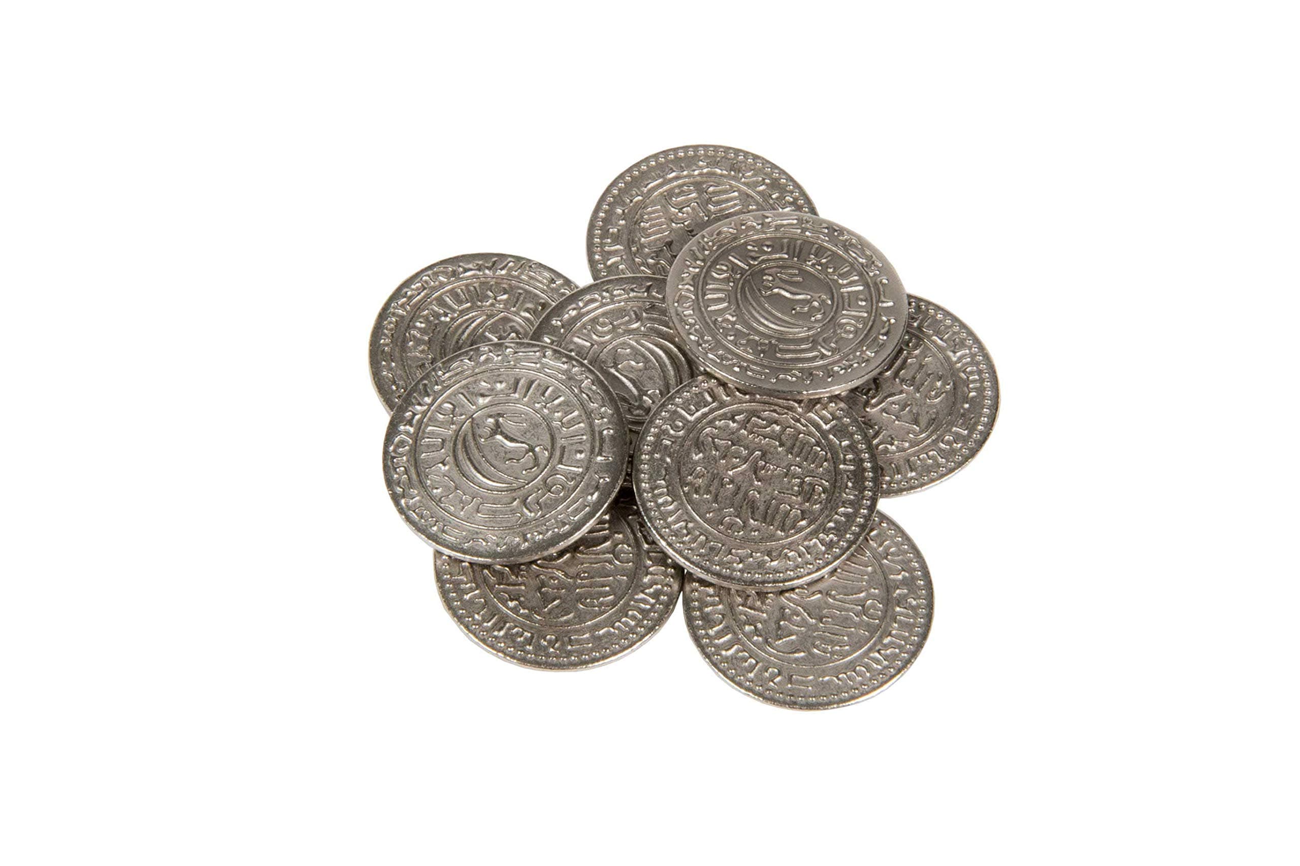 The Broken Token Prop Coins - 30mm Silver Mongol Themed Replica Coins Pack of 9, Historical Prop and Novelty Coins