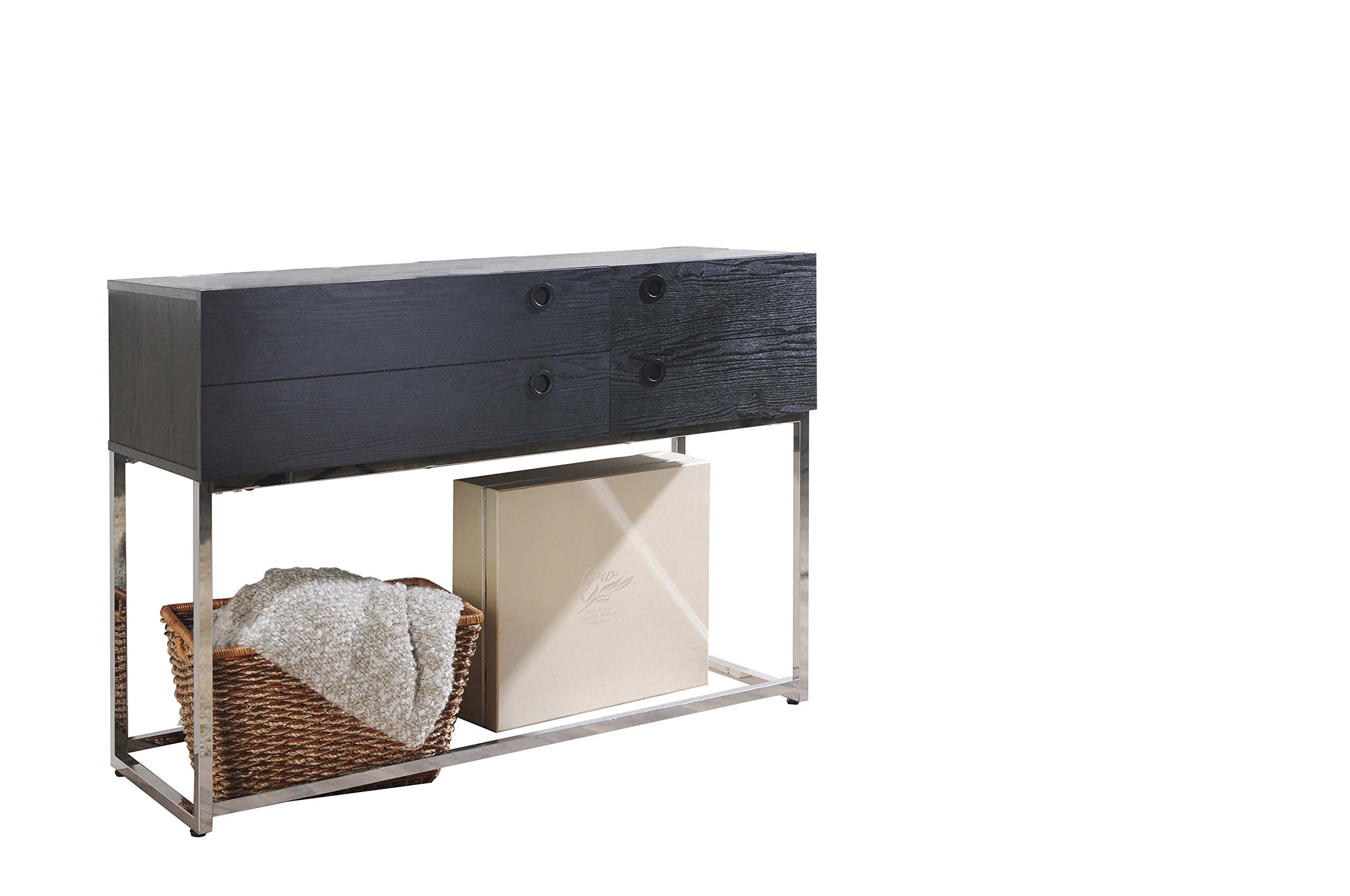 Ottmar Console, Dark Wood Coffee Table/Plant Stand Drawer Console Table, Mediterranean Konsol Table Iron Table, Side Table, Sieger Sideboard/Console Table Stainless Steel Frame 105 x 41 x 77 cm G0012304DE