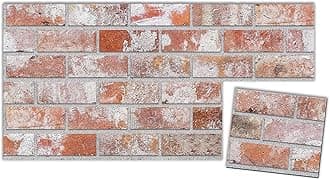 IZODEKOR 3D Wall Panels Brick Effect - Cladding, Stone Look, Styrofoam Facing for Living Room, Kitchen, Bathroom, Balcony, Bedroom and Back of Counter | Stone House (10" x 10" Sample)