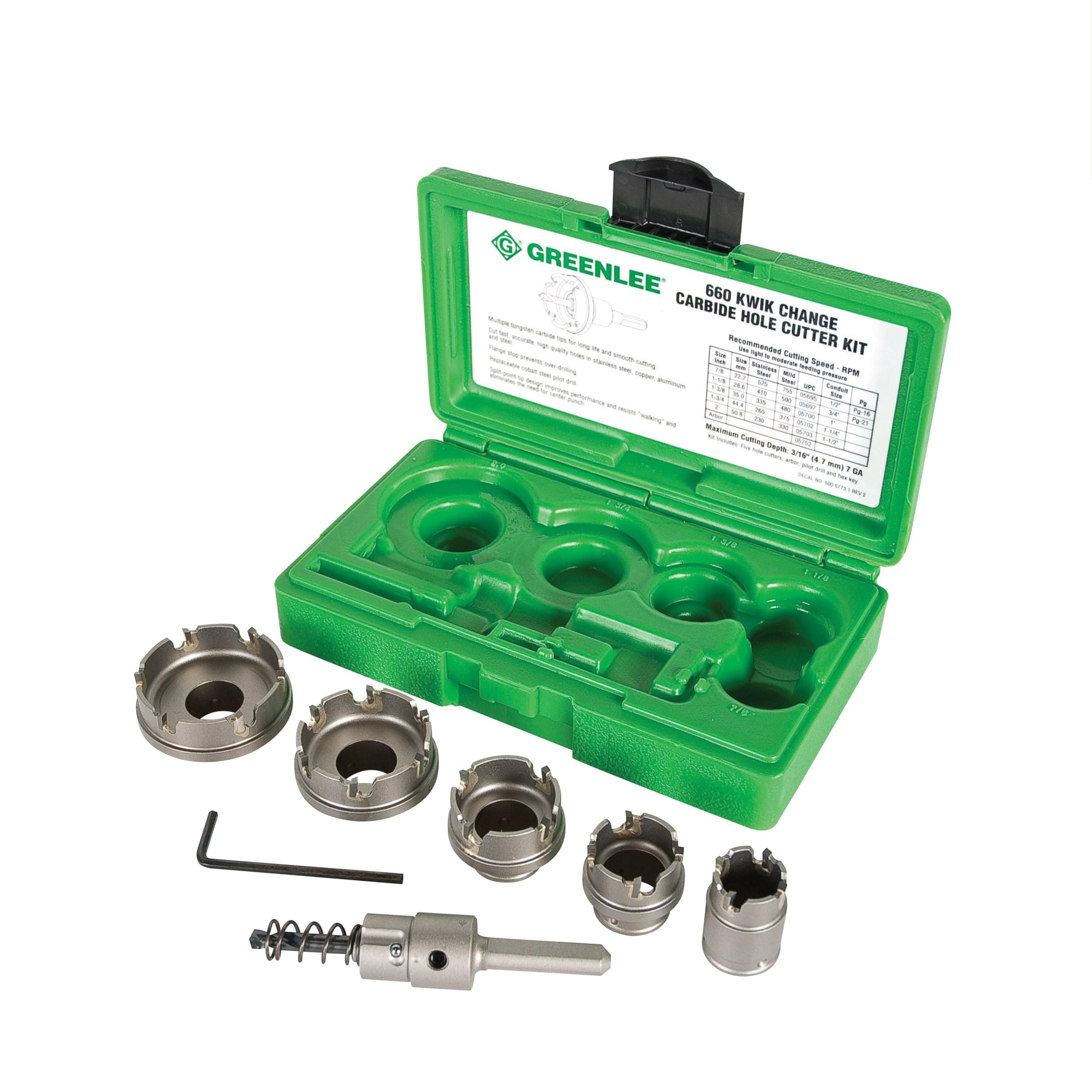 Greenlee - Carbide Cttr, Quick Chge, 6Pc, Hole Making (660)