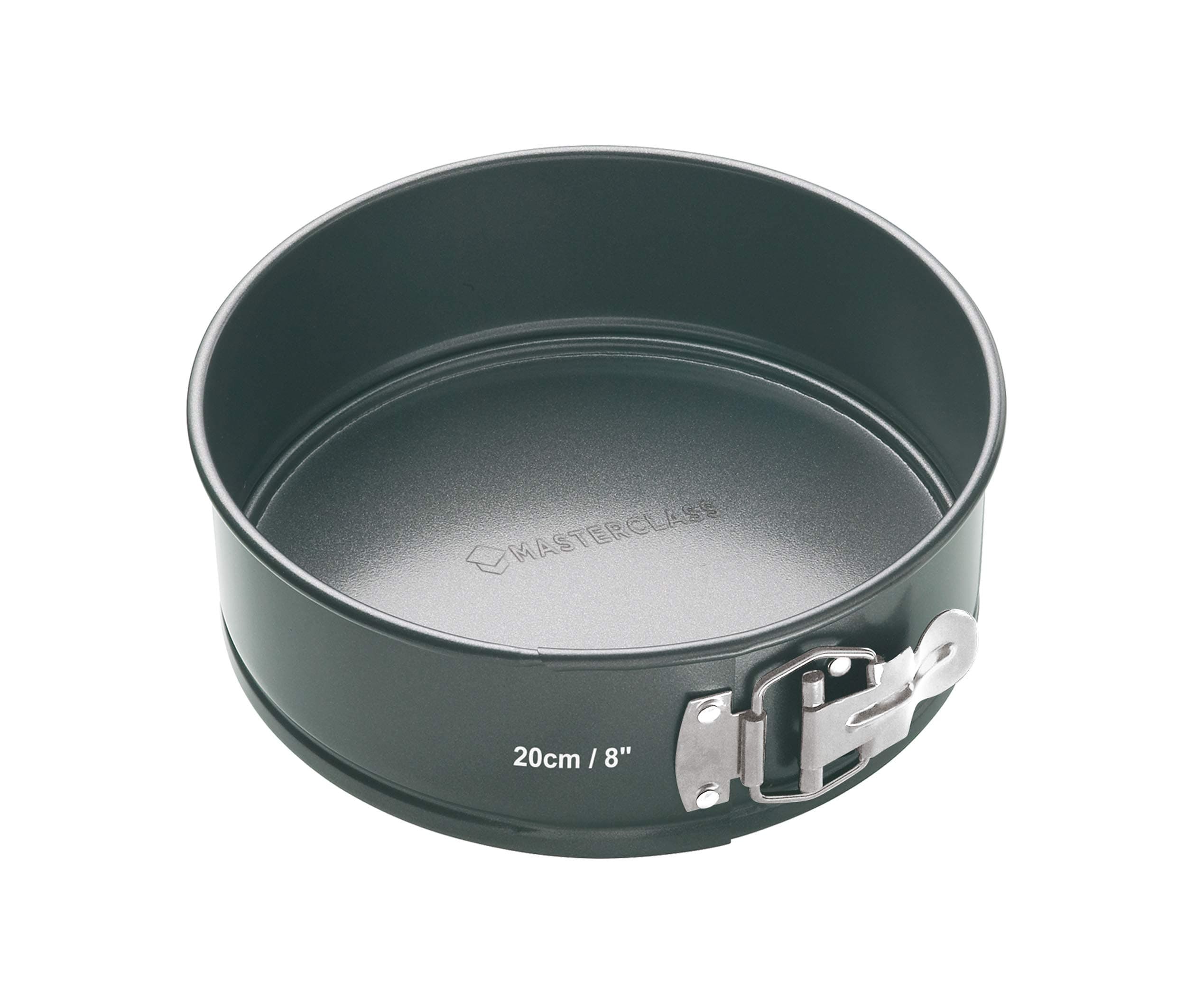 MasterClass 20 cm Springform Cake Tin for thinKitchen:, Loose Base, Non Stick, Robust 1 mm Carbon Steel, PFOA Free, 8 Inch Round Pan, Grey