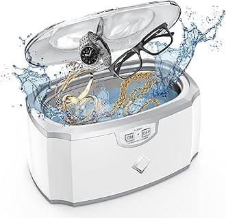 LifeBasis Ultrasonic Cleaner, Professional Jewellery Cleaner 45KHZ 420ML Ultrasonic Jewellery Cleaner Silver Cleaner with Stand for Jewellery,Glasses,Dentures,Coins,Guiness Surger Cans