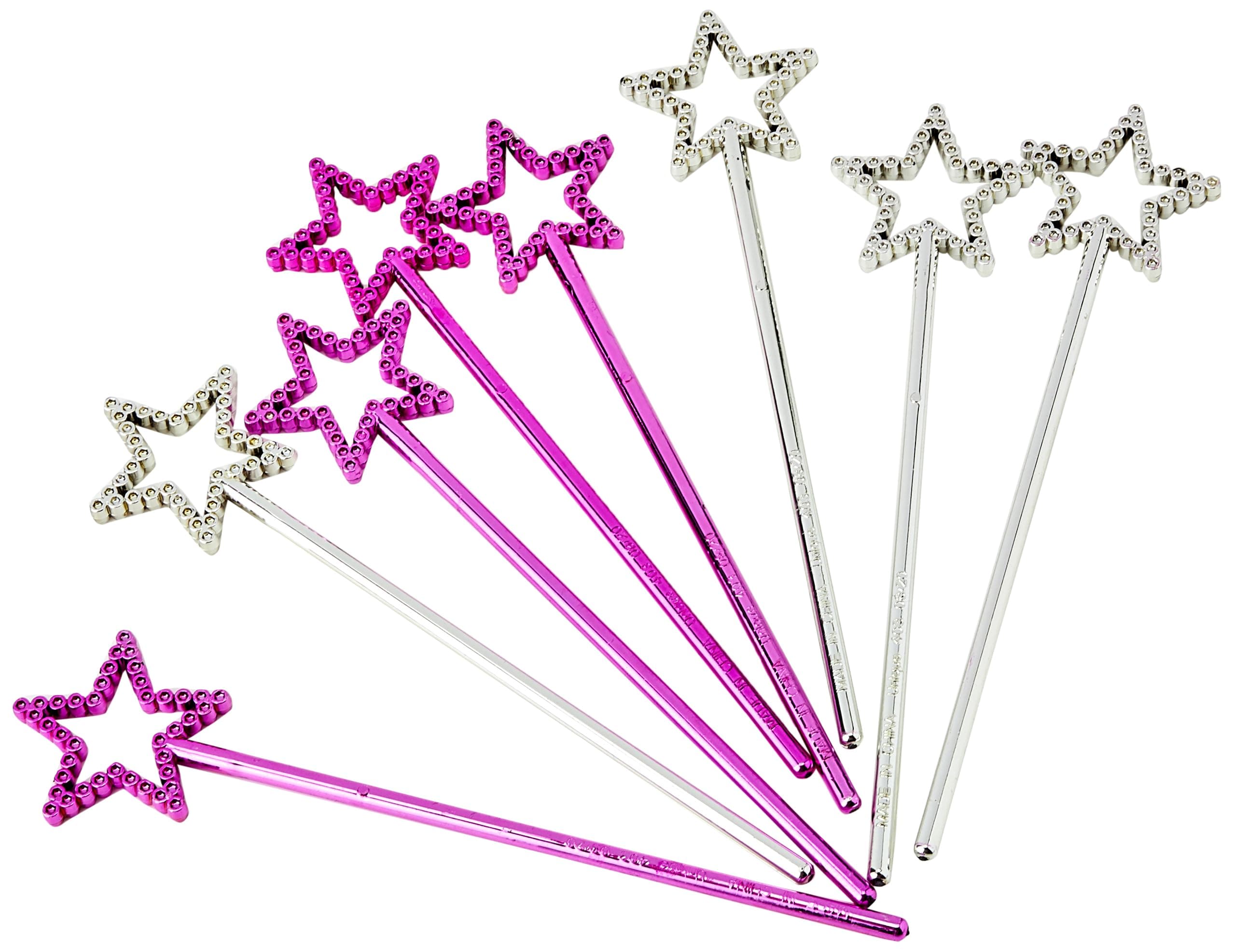 Silver & Pink Mini Plastic Star Wands (24cm) 8 Count - Perfect for Magical Celebrations
