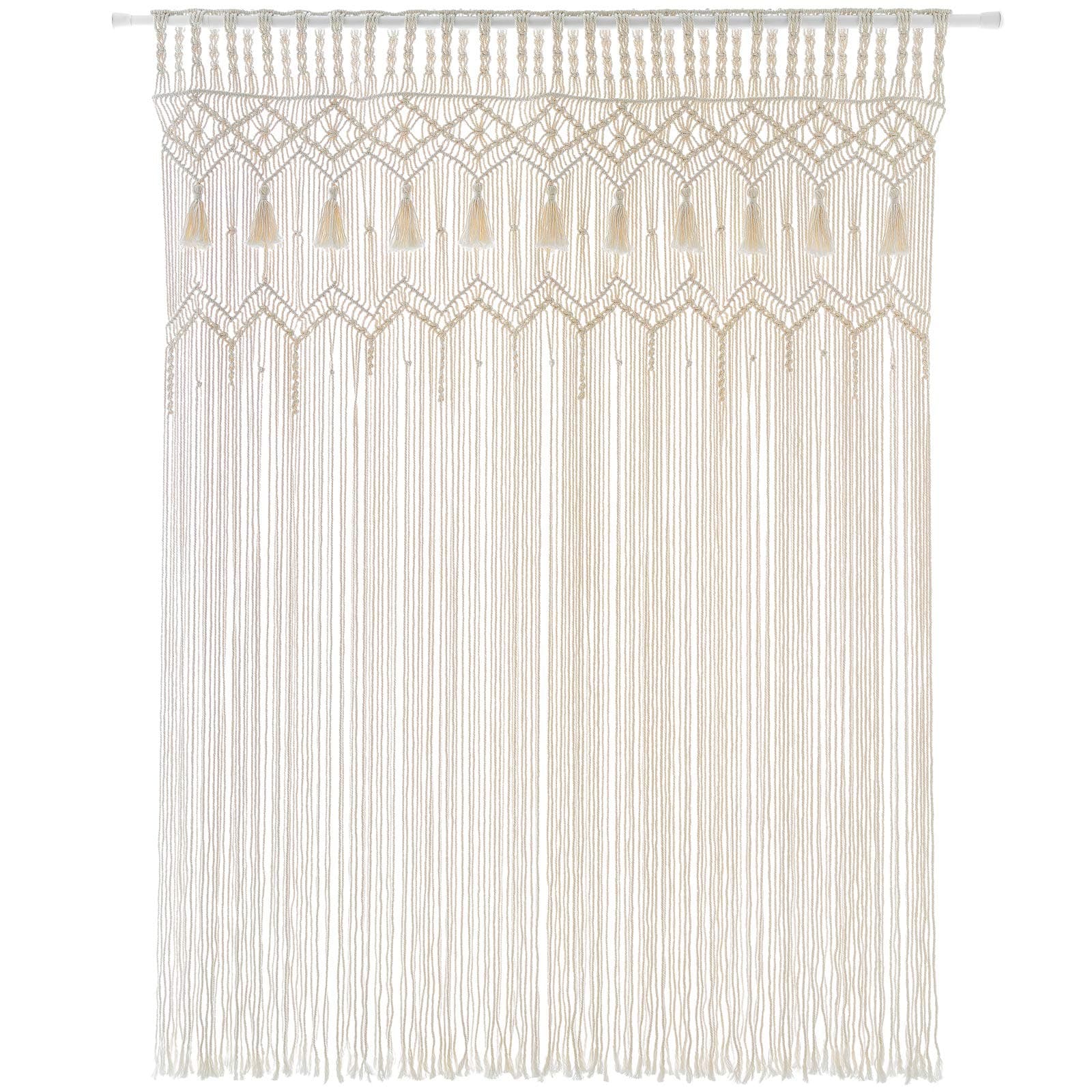 Mkono Macrame Curtain Large Boho Woven Wall Hanging Window Curtains Handmade Bohemian Decor for Window Doorway Closet Wedding Backdrop Arch Bedroom Living Room Apartment, 51''Wide x 70''Long
