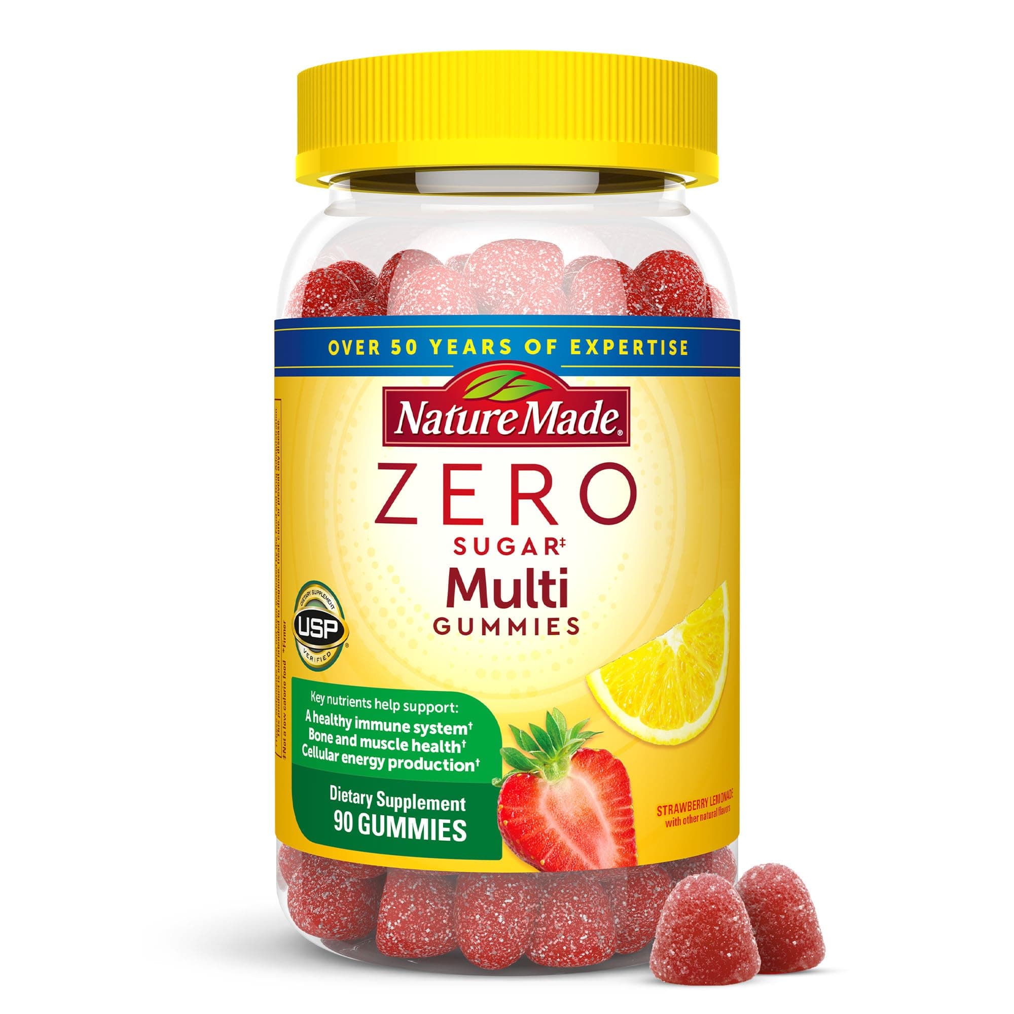 Zero Sugar Multivitamin Gummies, Daily Nutritional Support Vitamin Supplements, 90 Sugar Free Gummies, 45 Day Supply