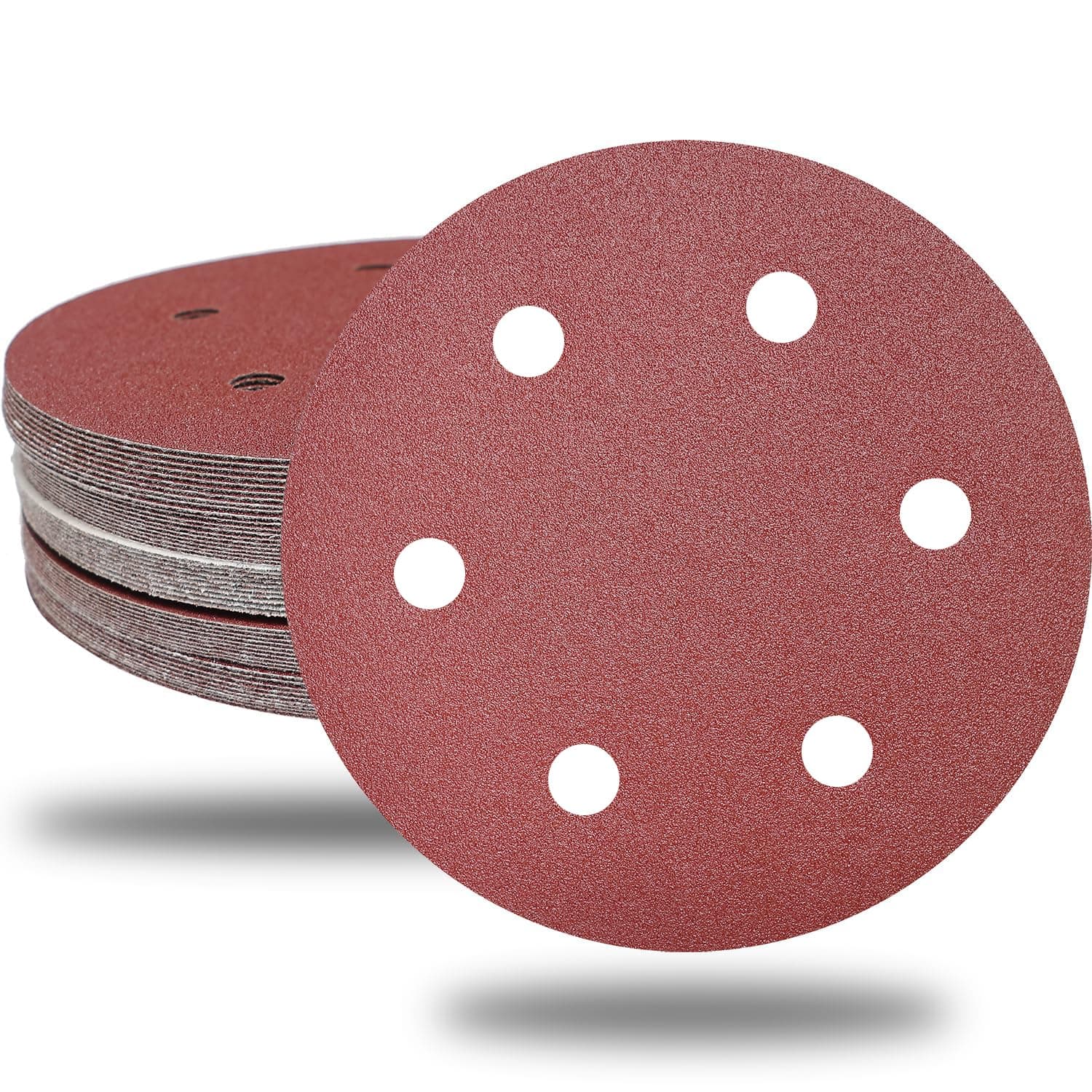 30 PCS 9 Inch 6 Hole Drywall Sanding Discs Set- 80 100 120 180 240 400 Grits, 9" Sandpaper Discs with Hook & Loop Backing, Fast Cutting Aluminum Oxide Abrasive for Drywall Power Sander, Wood Sander
