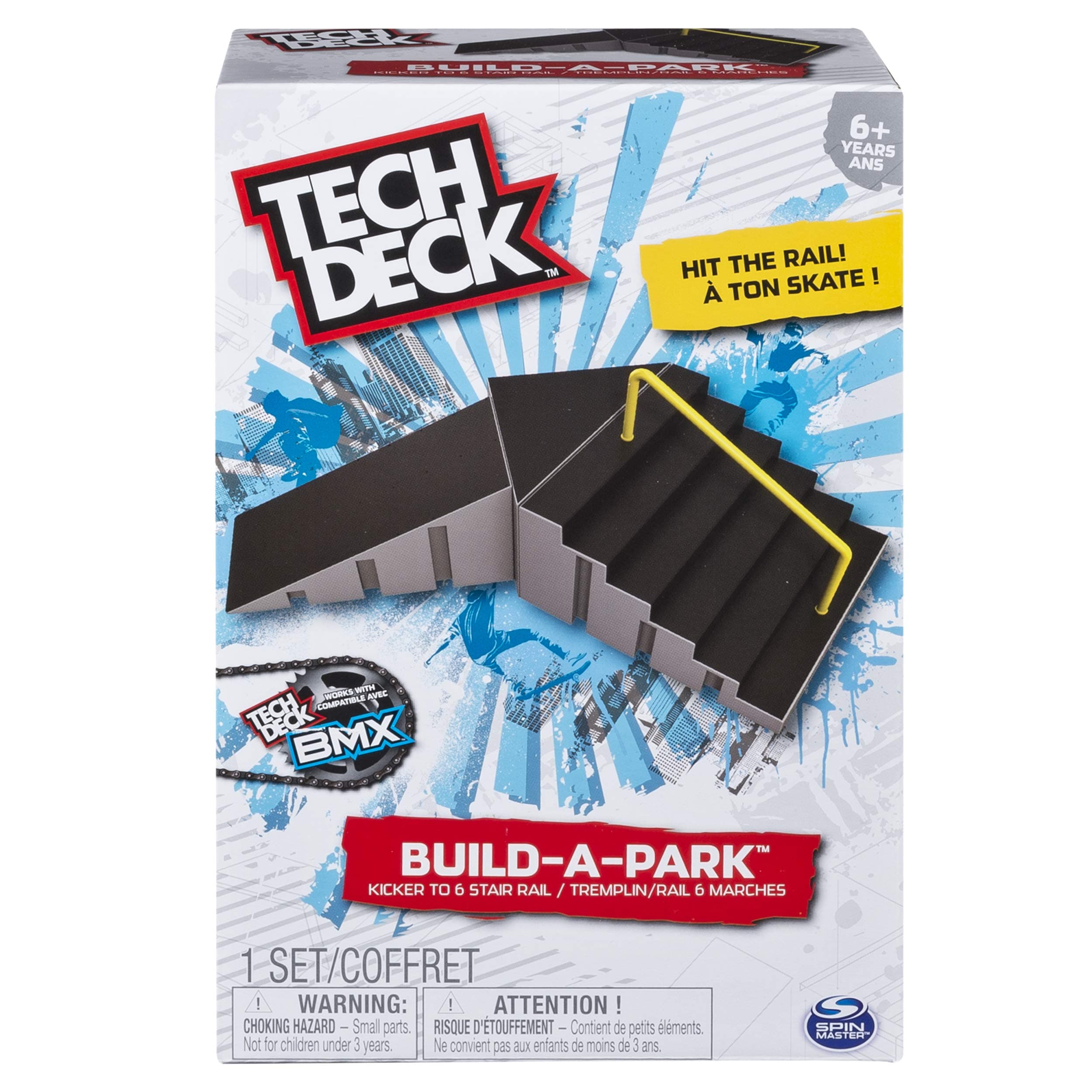 TECH DECKBuild-A-Park - Kicker to 6 Stair Rail (Grey/Black)