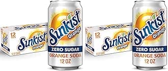 Sunkist Zero Sugar Orange Soda | 12 fl. oz. Cans | 12 Pack | Pack of 2