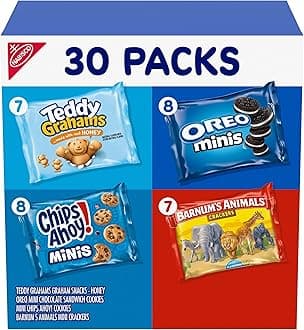 Nabisco Team Favorites Variety Pack, OREO Mini, CHIPS AHOY! Mini, Teddy Grahams Honey & Barnum's Animal Crackers, 30 Snack Packs