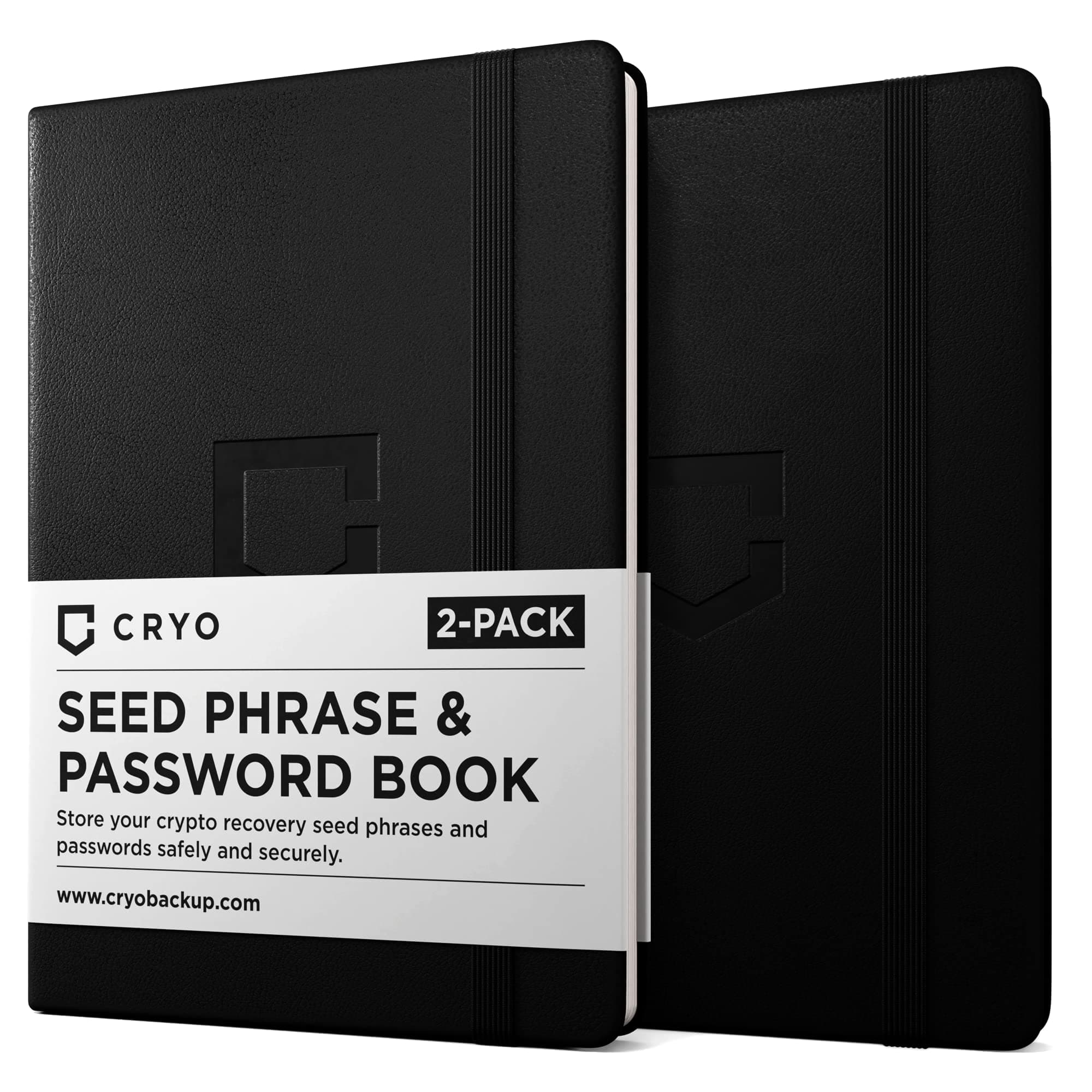 CRYO Crypto Seed Phrase Storage Notebook - Waterproof Stone Paper Book - Recovery Phrase Password Keeper Journal - Safe Cryptocurrency Key Wallet Backup - Pocket Size 2-Pack