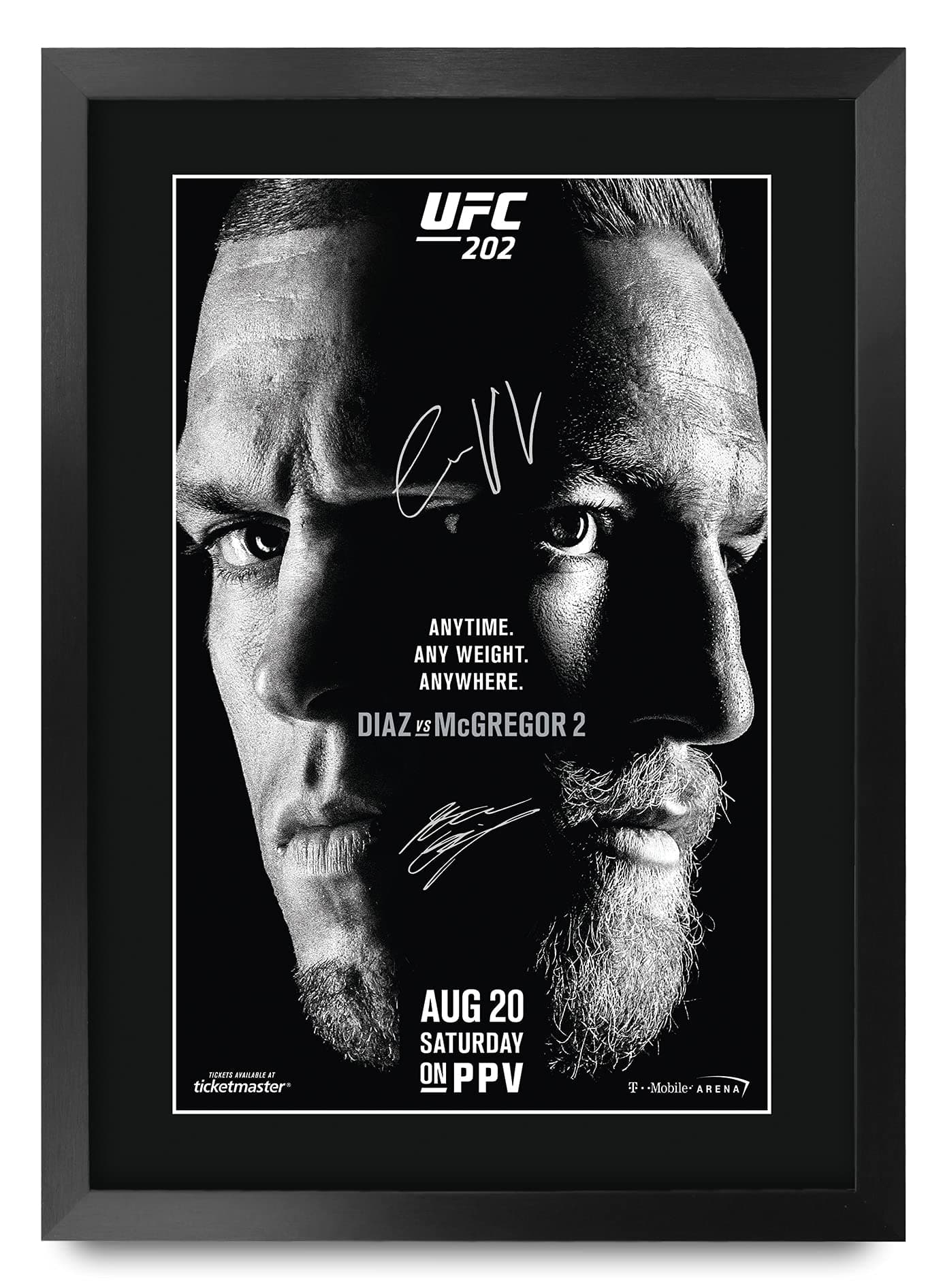 UFC 202 Programme Poster Conor McGregor Nate Diaz Signed 16" x 12" Framed Gift Printed Autograph MMA Wrestling Print Photo Picture Display - 16 x 12 Inches Framed