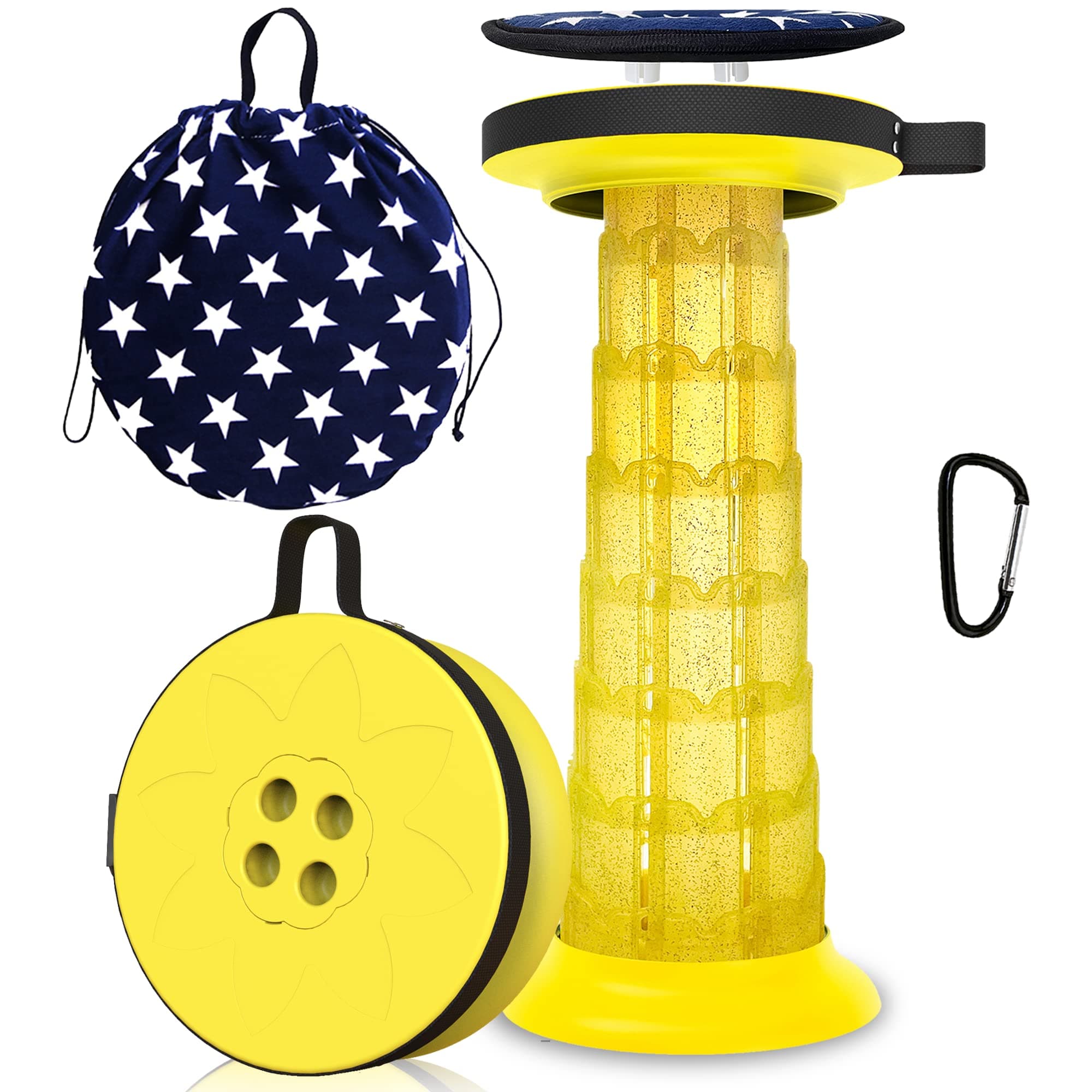 ALEVMOOM Telescoping stool Collapsible Lightweight Stool Portable and Sturdy Retractable Stool with Bearing Weight 550Ibs for Camping Hiking Fishing Outdoors and Indoors Events