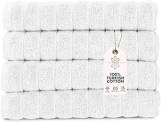 CTT Luxury Hand Towels for Bathroom Set of 4, 100% Turkish Cotton, Quick Dry & Comfy Towels for Hotel & Spa, Highly Absorbent | 20"x32" (White)