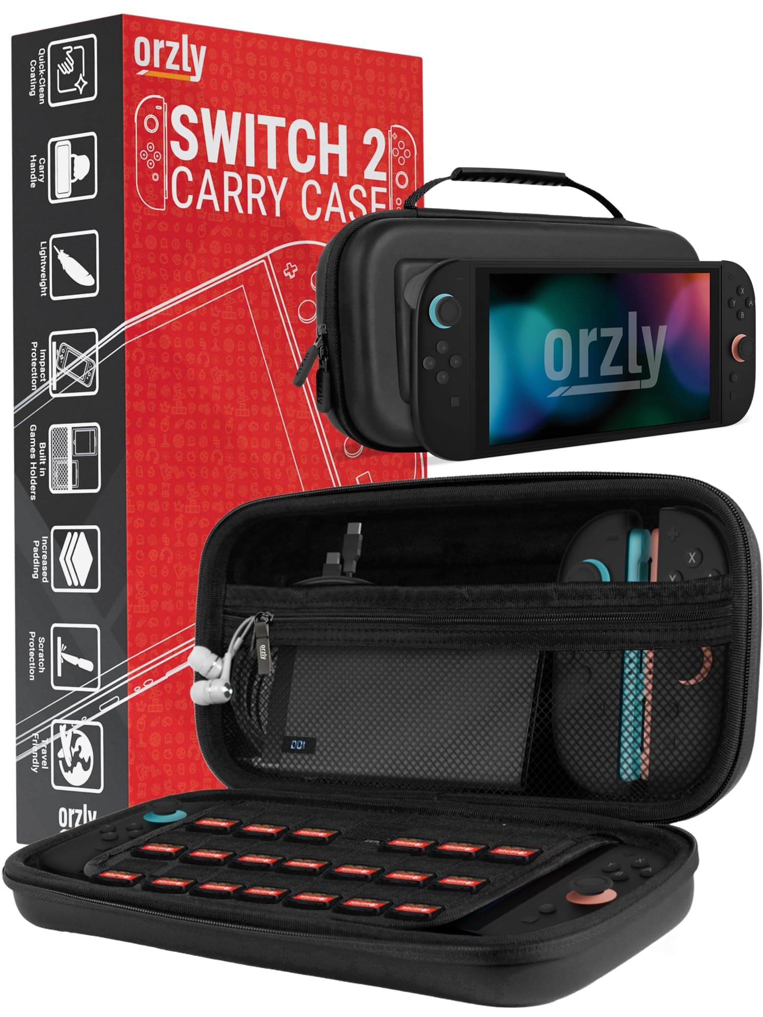 – Case for Nintendo Switch 2 Protective Travel Carry Case with Screen Padding, Game Cards & microSD Slots with Zipped & Open Pockets for Console Accessories - Gift Box Edition