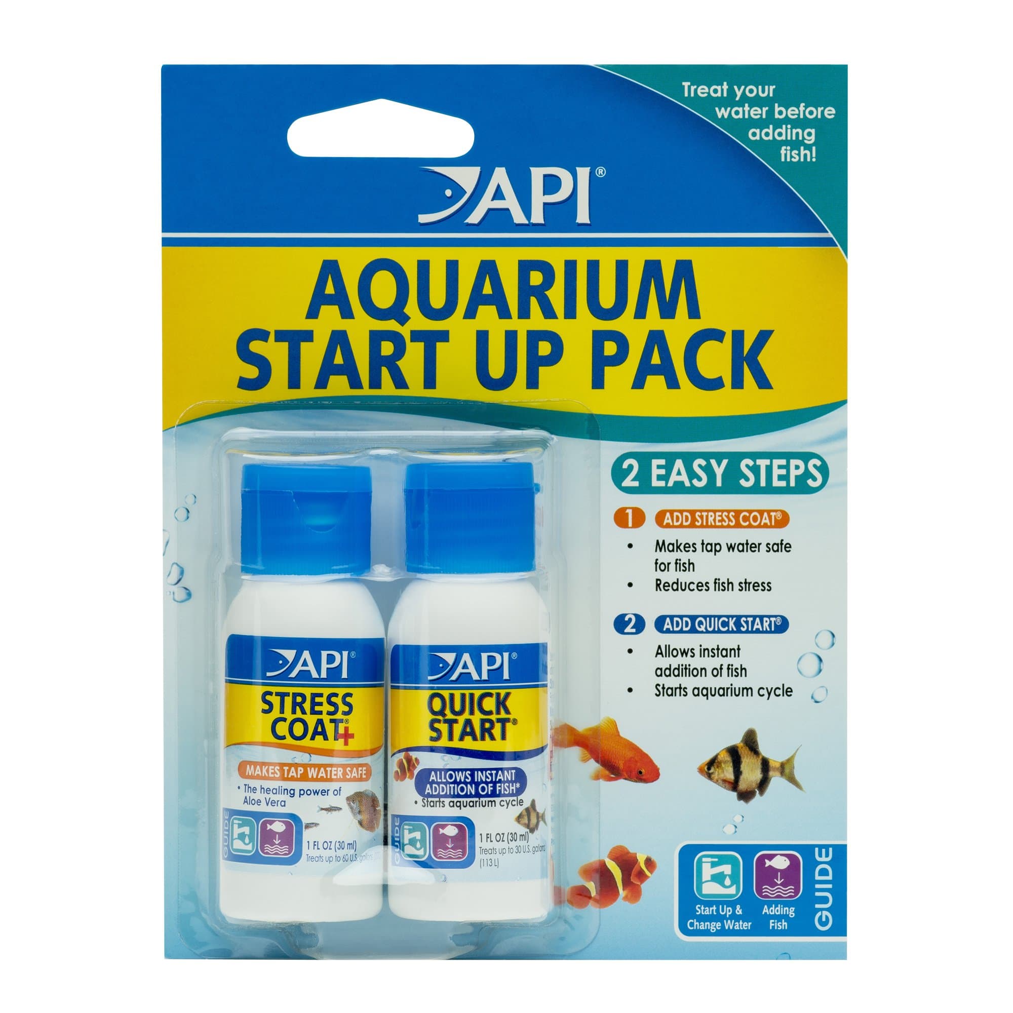 Aquarium Start Up Pack with Stress Coat and Quick Start Water Conditioner for Aquariums
