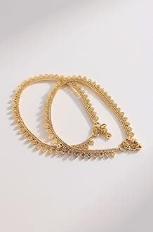 CUTE GOLD One Gram Gold Plated & Brass Stylish Anklets Kolusu Payal Ghungroo for Women & Girls (10.5 Inch)