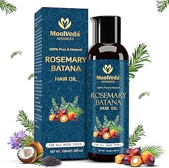 Moolveda Pure Rosemary Batana Oil for Hair Growth By Dr Sebi Sourced From Honduras | Promotes Thicker, Shiny, Stronger & Healthy Hair | Hair Fall Control | (100 ml)