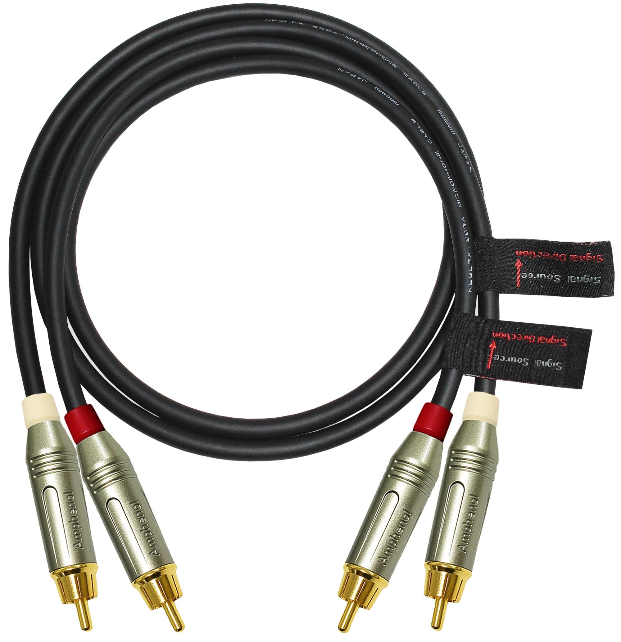 1.5 Meter RCA Cable Pair - Made with Mogami 2534 - Star Quad, High-Definition Audio Interconnect Cable and Amphenol ACPR Die-Cast, Gold Plated RCA Connectors – Directional design for best performance