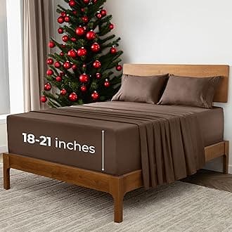 Mellanni Bed Sheet Set - Brushed Microfiber 1800 Bedding - Wrinkle, Fade, Stain Resistant - 4 Piece (for Extra Deep Mattresses, Cal King, Brown)