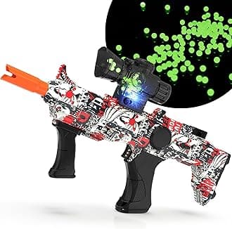 Splat Orby Gun Gel Ball Blaster Toy Glow in The Dark, Manual and Automatic Gel Gun for Ages 14 and Up, Cool Outdoor Play Shooting Toys, Outside Activities Games for Backyard, Red Mix Color