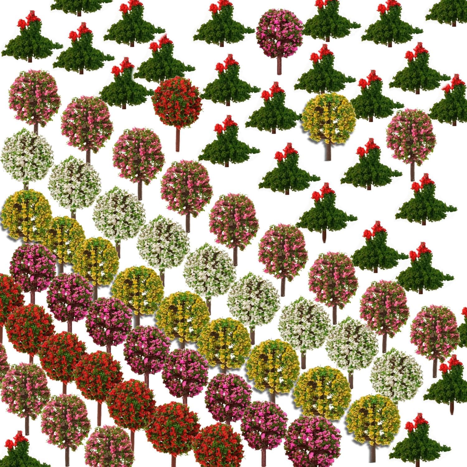 OrgMemory 90Pcs Model Trees, Miniature Plants Train Scenery Artificial Fake T...