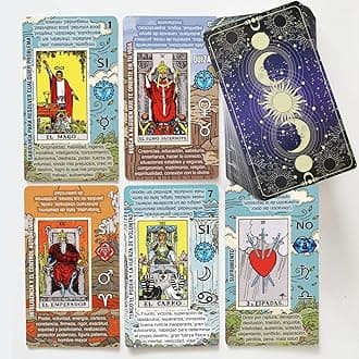 Tarot Cards for Beginners, Learning Tarot Deck, No Guide Book Needed, Tarot Cards with Meanings on Them (Español)