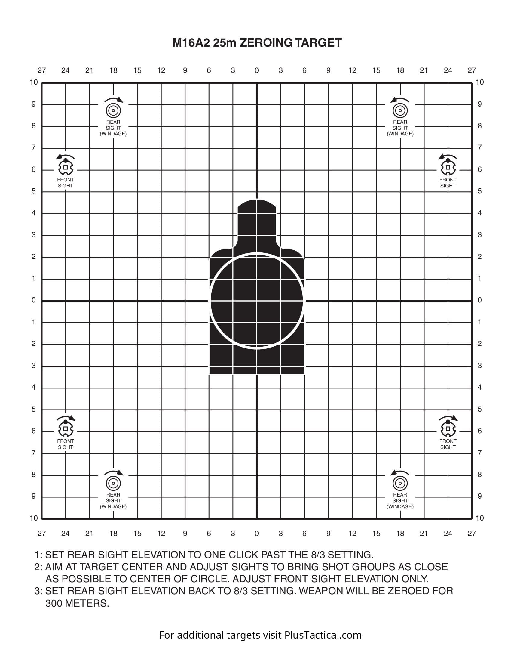 M16A2 25 Meter Zeroing Target On EZ Peel Notepad