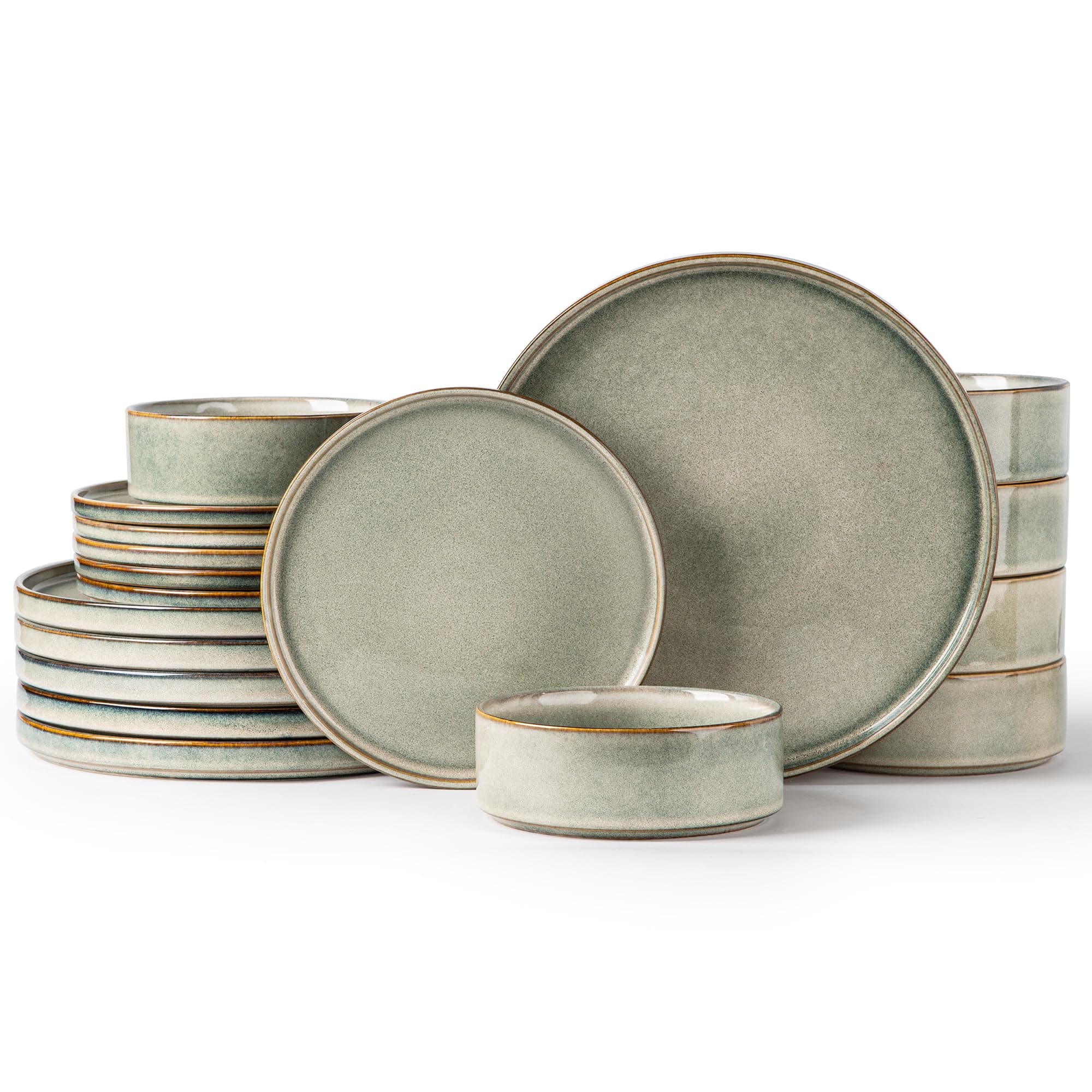 Sponsored Ad - Ceramic Dinnerware Sets, Handmade Reactive Glaze Stoneware Plates and Bowls Sets,Highly Chip and Crack Resistant | Dishwasher & Microwave Safe Dishes Set, Service for 8 (24pc)