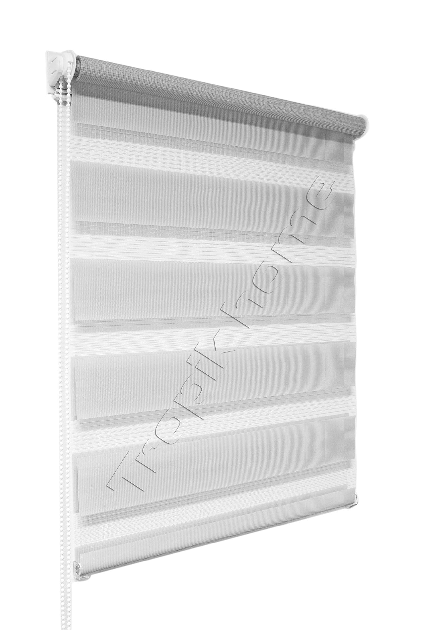 Tropik Home Grey Day and Night Zebra/Vision Window Roller Blind, Choice of 16 Width Sizes, 75cm Wide (+4.5cm fittings)