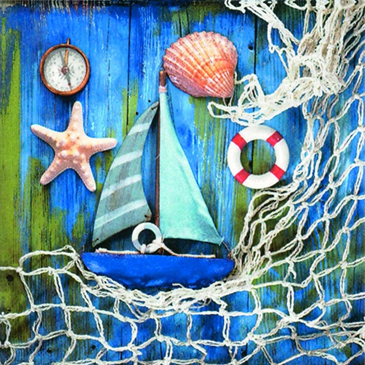 20 Napkins Maritime Boat Ocean Shells Fish