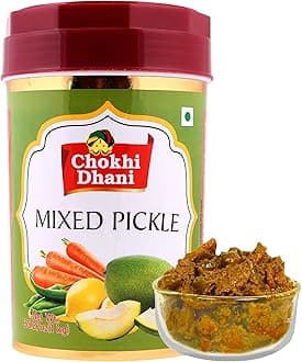 Chokhi Dhani Mixed Pickle, 1Kg | Spicy Indian Achar with Mango, Carrot, Chili & Lime | Traditional Masala Blend | No Preservatives | Homemade Taste | Pack of 1