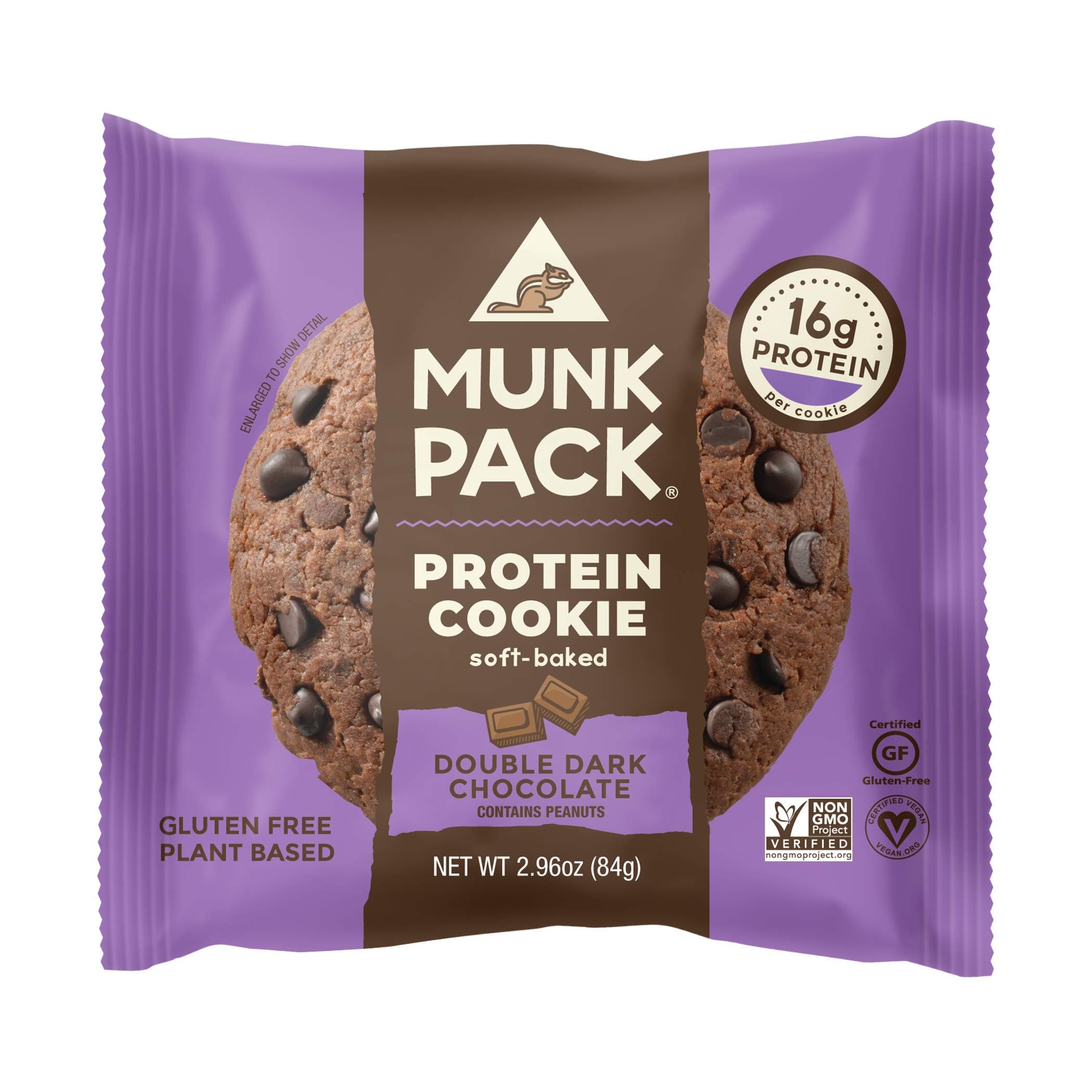 Munk Pack Double Dark Chocolate Protein Cookie with 18 Grams of Protein | Soft Baked | Vegan | Gluten, Dairy and Soy Free | Pack of 12