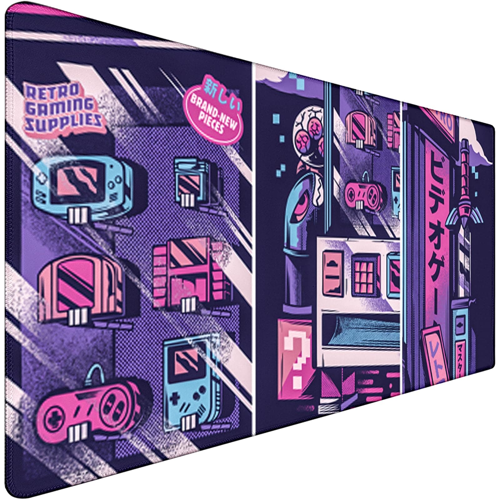 Japanese Comic Large Gaming Mouse Pad with Stitched Edges, Durable Non-Slip Natural Rubber Base, (31.5X15.7 Inch) Waterproof Laptop Pad Mat for Esports Pros/Gamer/Desktop/Office/Home