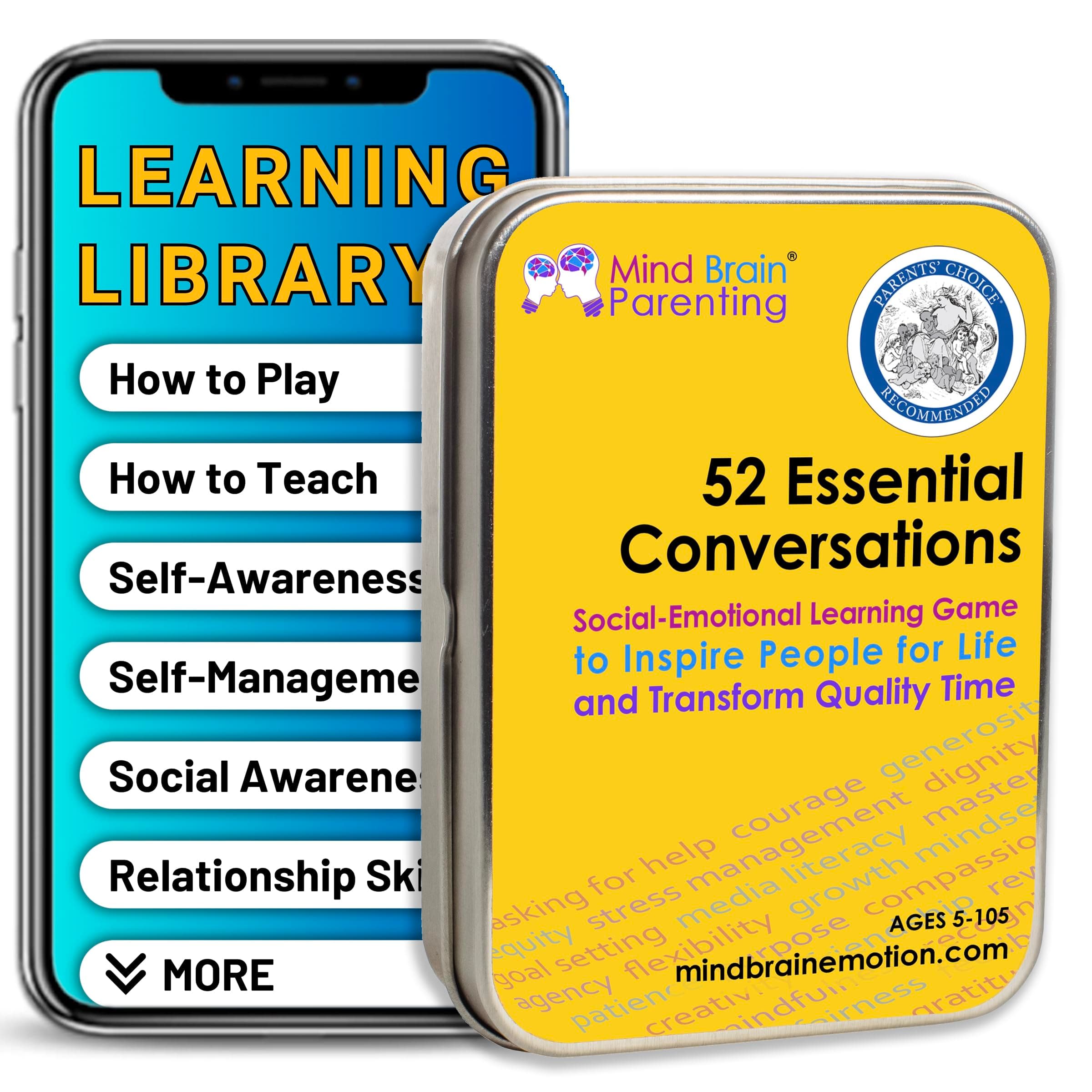 Mind Brain Emotion 52 Essential Conversations for Home, Therapy, Speech, School - Conversation Cards for Kids, Family, Teachers and Counselors to Develop the Mind of
