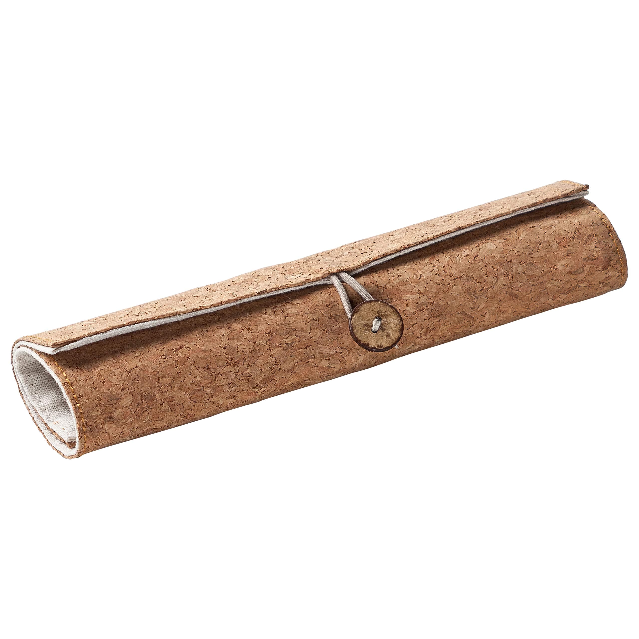 Exclusive Pencil Wallet, Pencil Case Made from Cork Includes 12 Coloured Pencils Set Pencil Case Roll, Pen Case, Cosmetic Bag, Make-up Bag for Brushes and Pens Roll Case