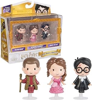 Wizarding World Harry Potter, Micro Magical Moments Year 4 Figure Set with Harry, Hermione & Viktor Krum & Display Case, Kids Toys for Ages 6+