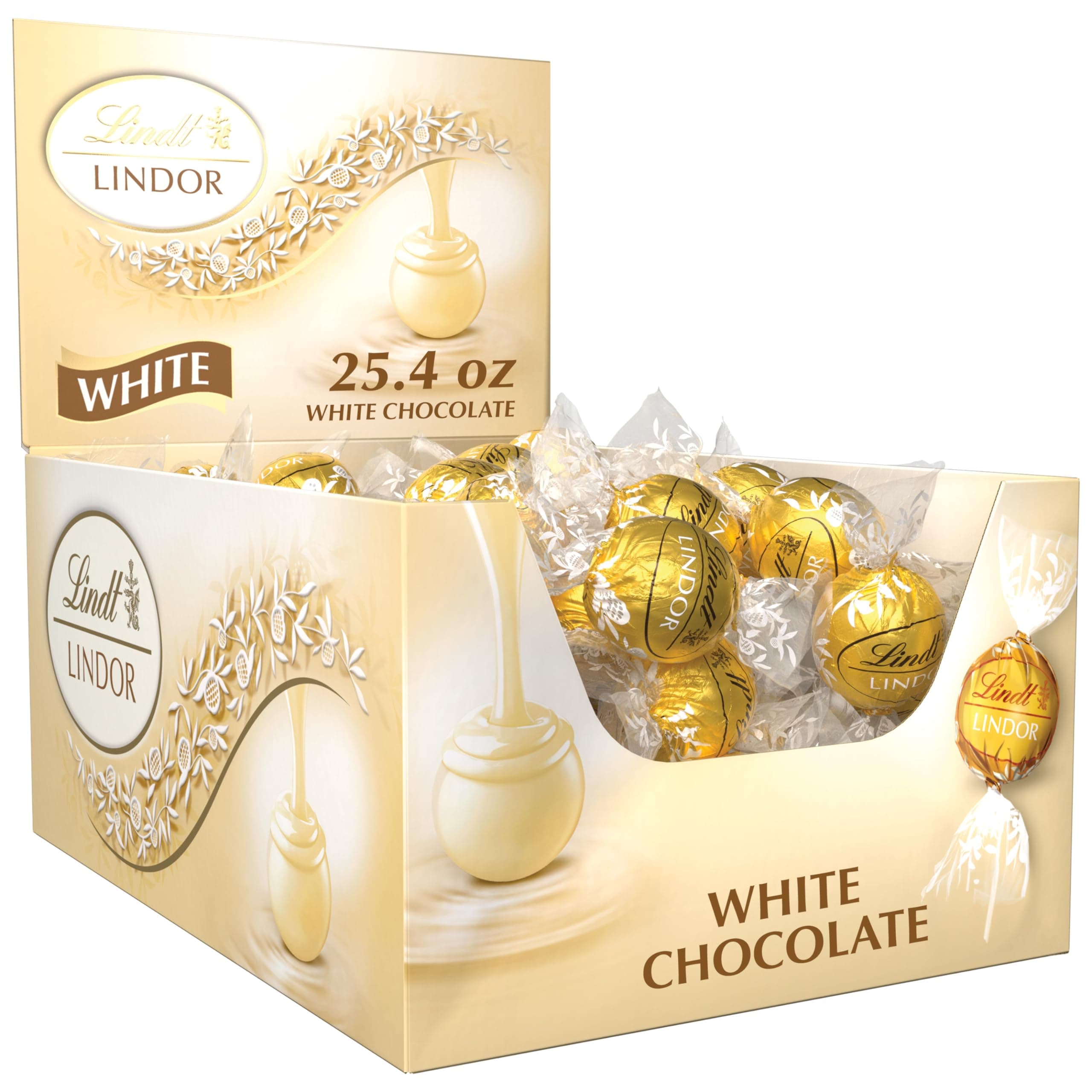 LINDOR White Chocolate Candy Truffles, Smooth Melting Truffle Center, Bulk Candy Individually Wrapped, 60 Count Box