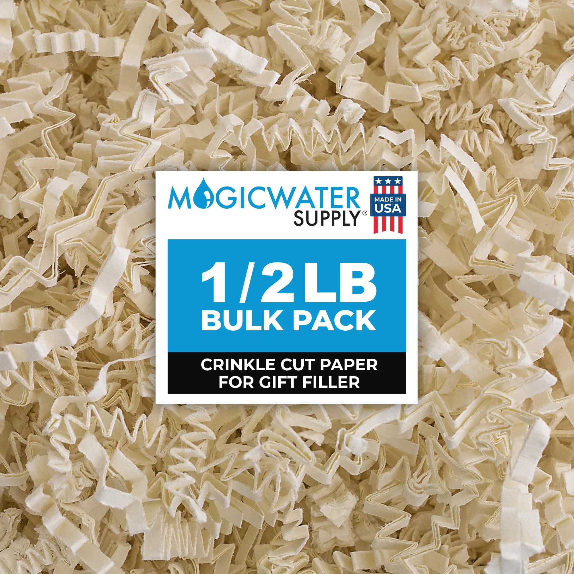 MagicWater Crinkle Cut Paper for Gift Baskets - 1/2 LB - Light Ivory - Perfect for Shredded Paper Filler, Basket Filler, Gift Boxes, Bridesmaid Gifts, Halloween Stuffers – Ideal for All Occasions