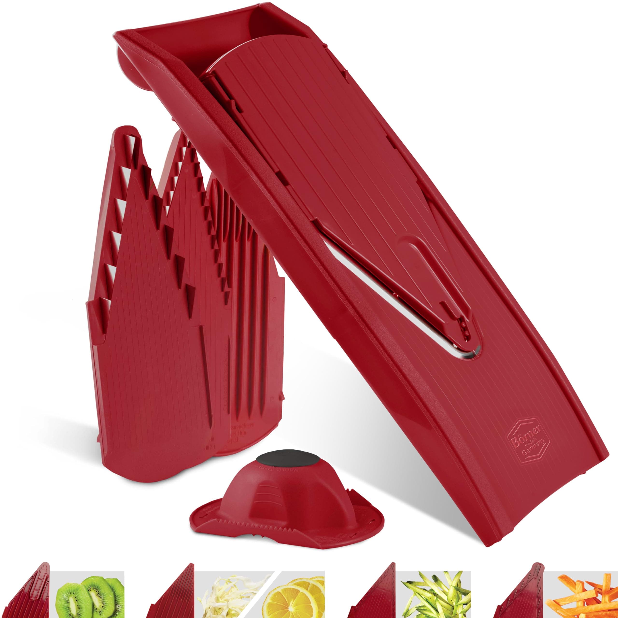 BORNER V Mandoline Slicer Kitchen V1 ClassicLine Starter Set | Vegetable Grater Börner - Quality Made in Germany, Color:Red